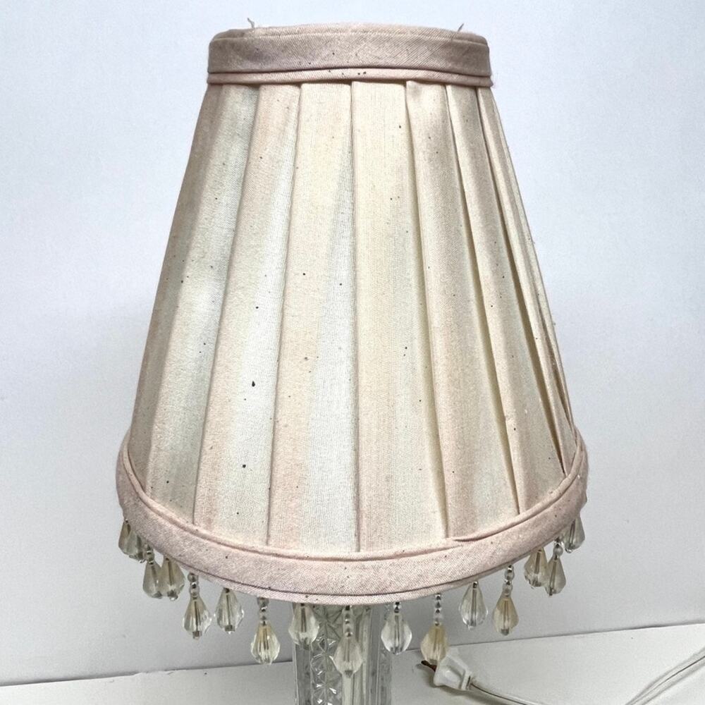 Vintage Glass Boudoir Table Lamp Beaded Fringe Lampshade - Picture 6 of 8